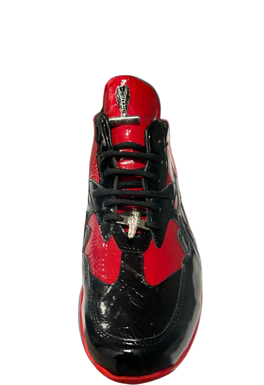 Baby Croc Black Patent Embossed Red