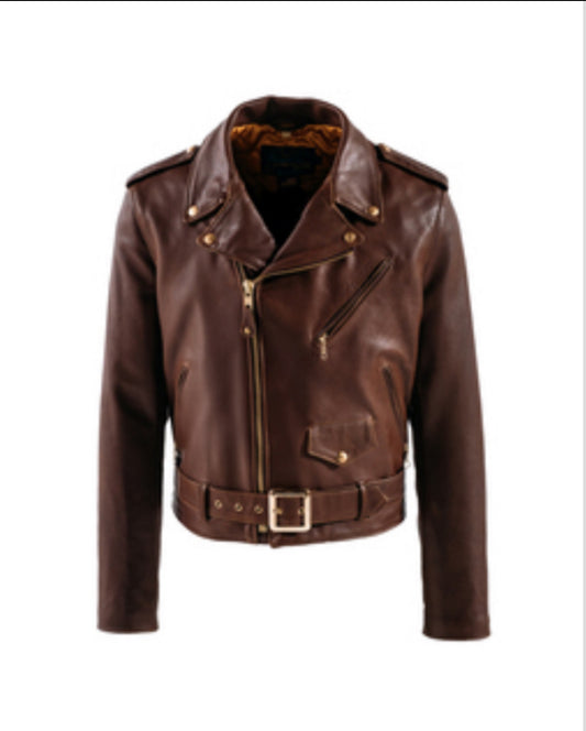 HORSEHIDE MOTORCYCLE JACKET WITH DETACHABLE COLLAR