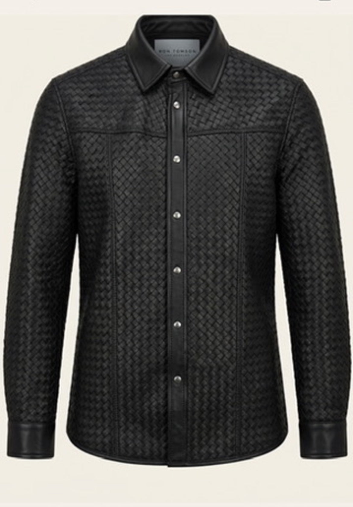 Ron Tomson Men's Woven Leather Shirt