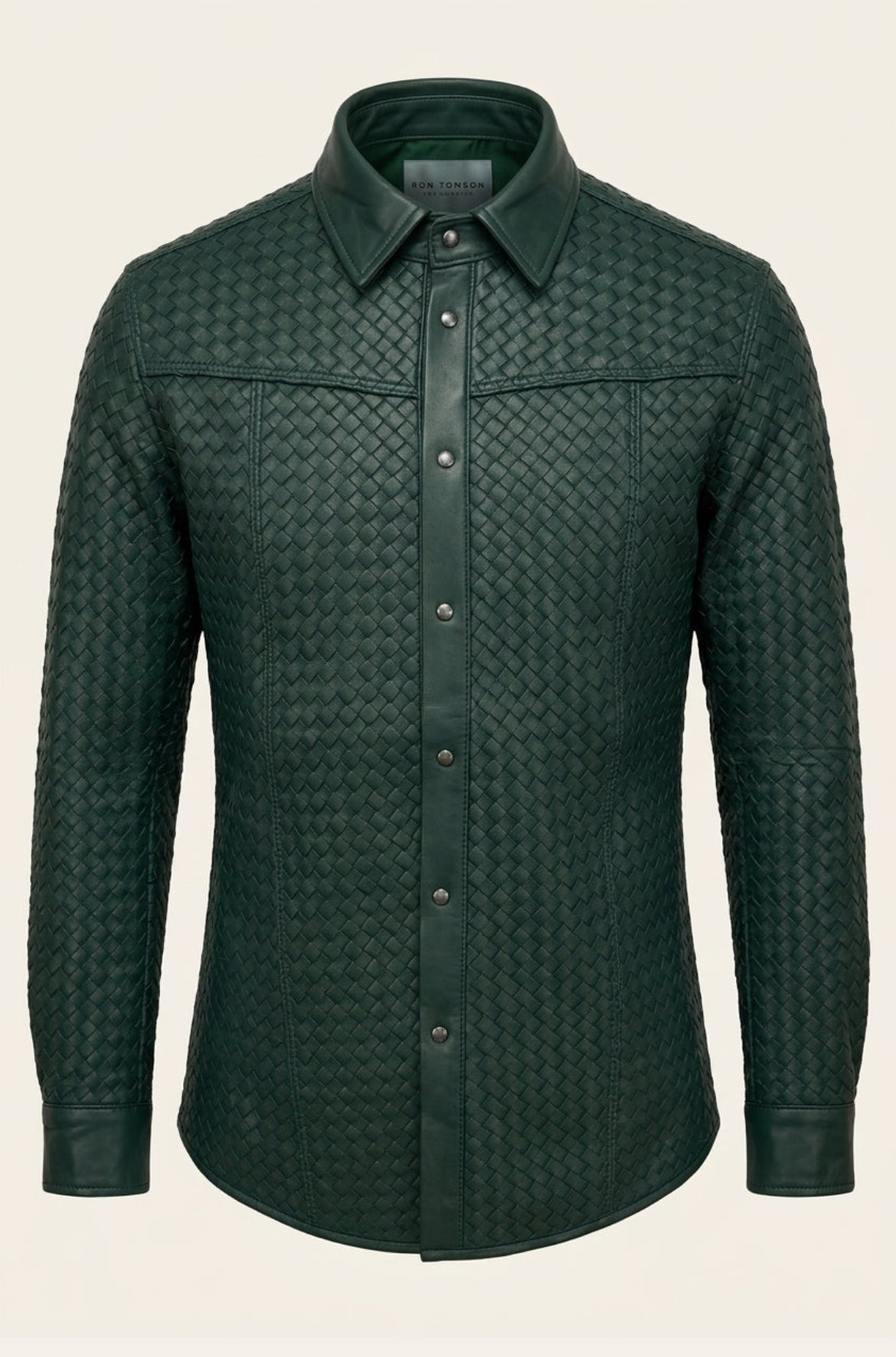 Ron Tomson Men's Woven Leather Shirt