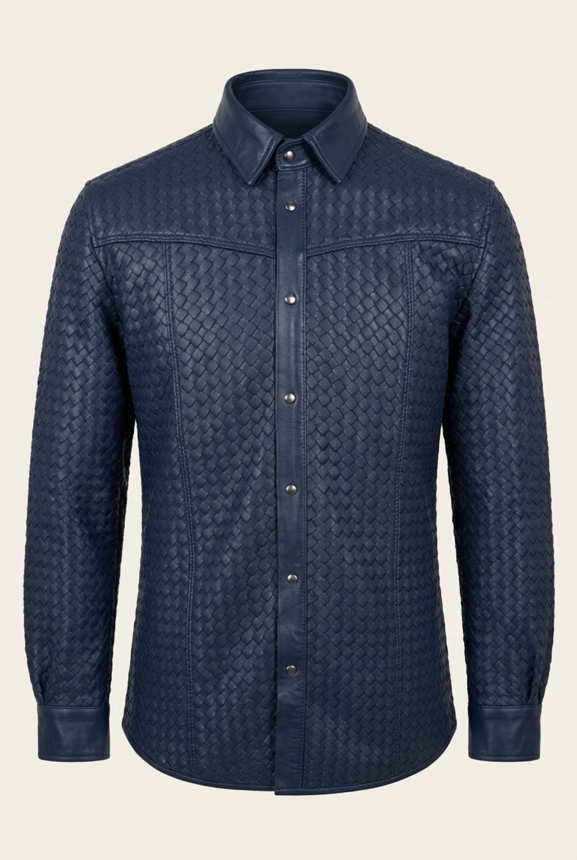 Ron Tomson Men's Woven Leather Shirt
