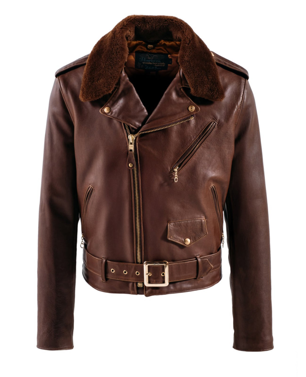 HORSEHIDE MOTORCYCLE JACKET WITH DETACHABLE COLLAR