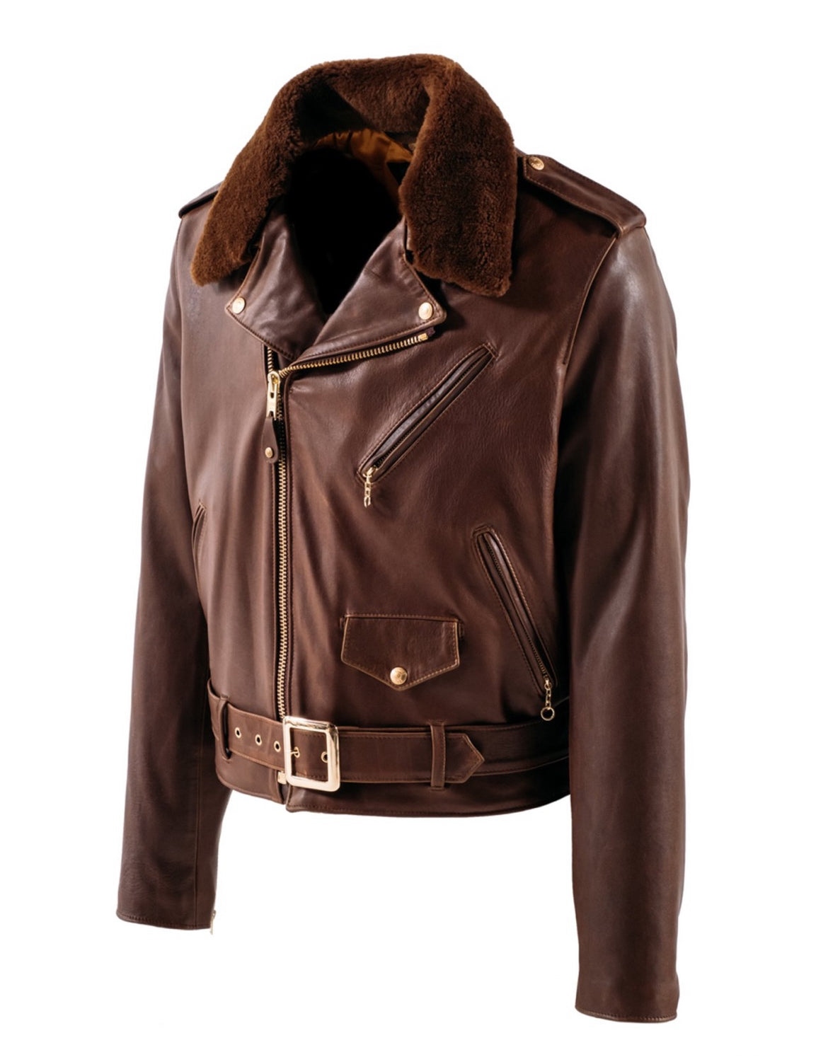 HORSEHIDE MOTORCYCLE JACKET WITH DETACHABLE COLLAR